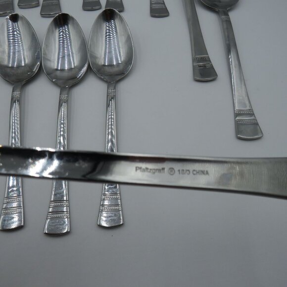 Pfaltzgraff Flatware Mix Lot 28 Pieces Sapphire Pattern Stainless Steel - Picture 9 of 16
